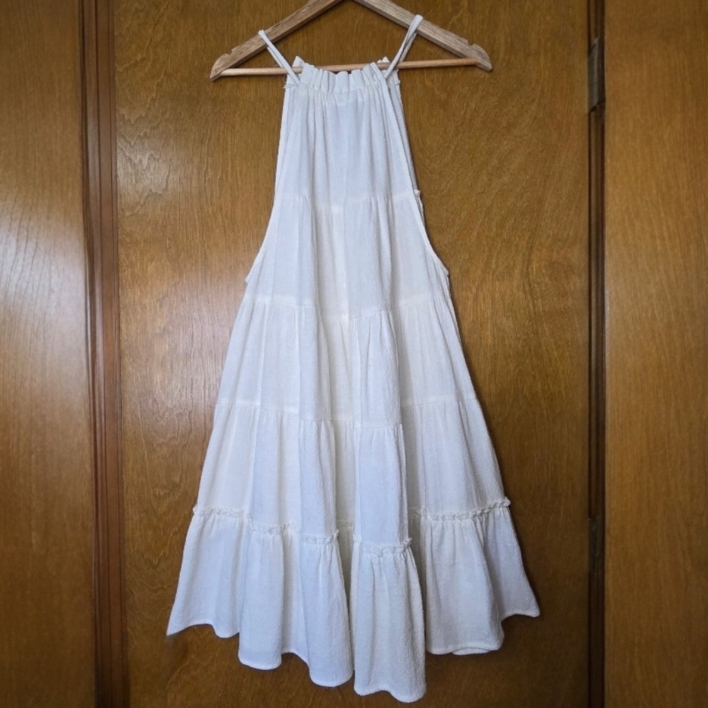 Free People Babydoll Gauze Tiered Halter Dress Small Oversized Sundress - Picture 4 of 14